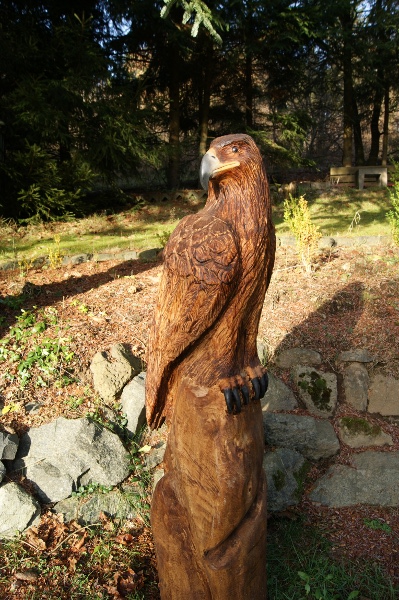 Steinadler geschnitzt mit Kettensäge