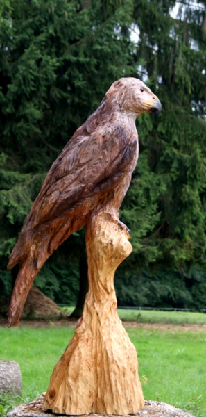 Adler geschnitzt mit Kettensäge