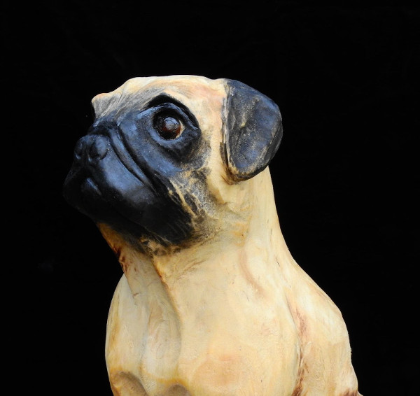 mops geschnitzte Figur unikate aus Holz